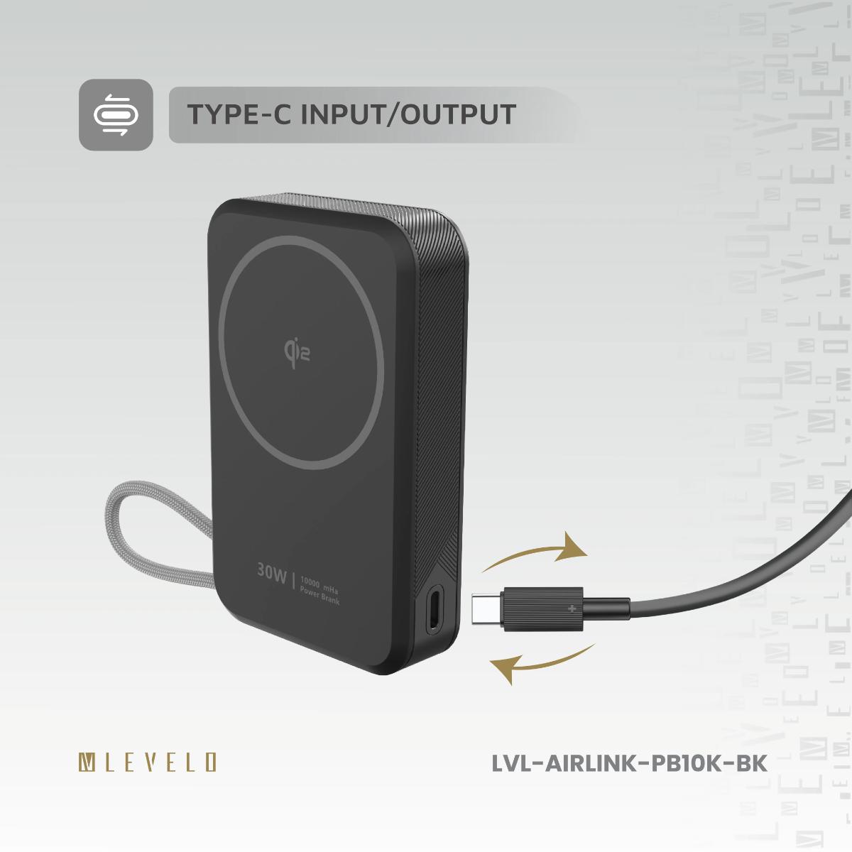Levelo AirLink 10000mAh Qi2 MagSafe Power Bank