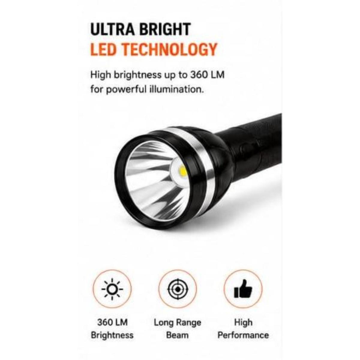 Rechargeable LED Flashlight 4-in-1 Long Torch