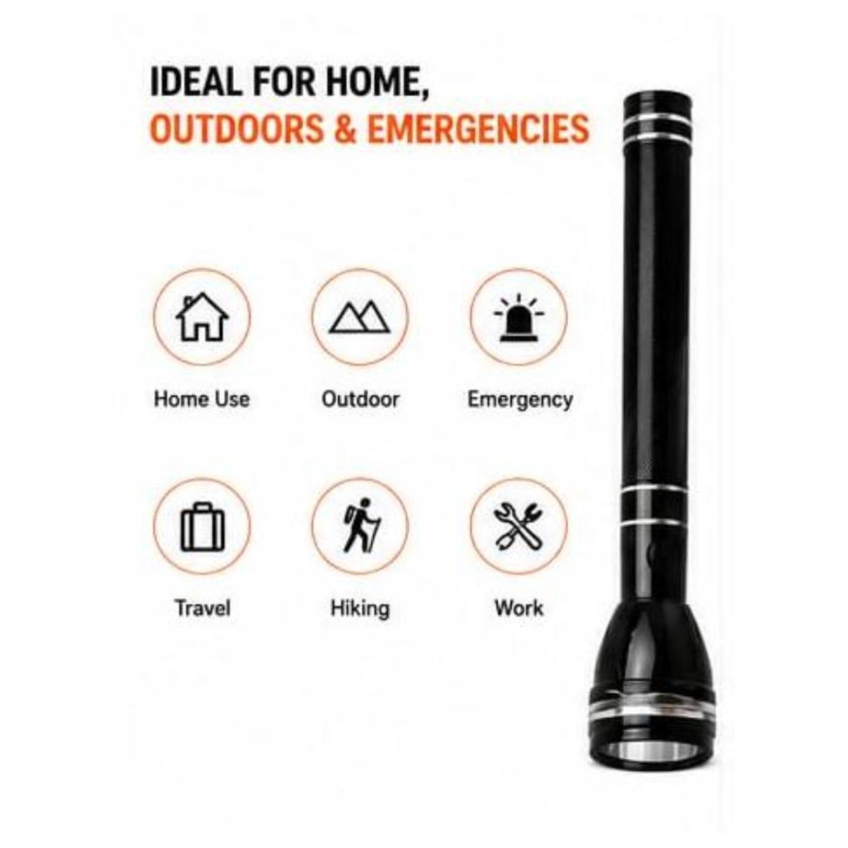 Rechargeable LED Flashlight 4-in-1 Long Torch