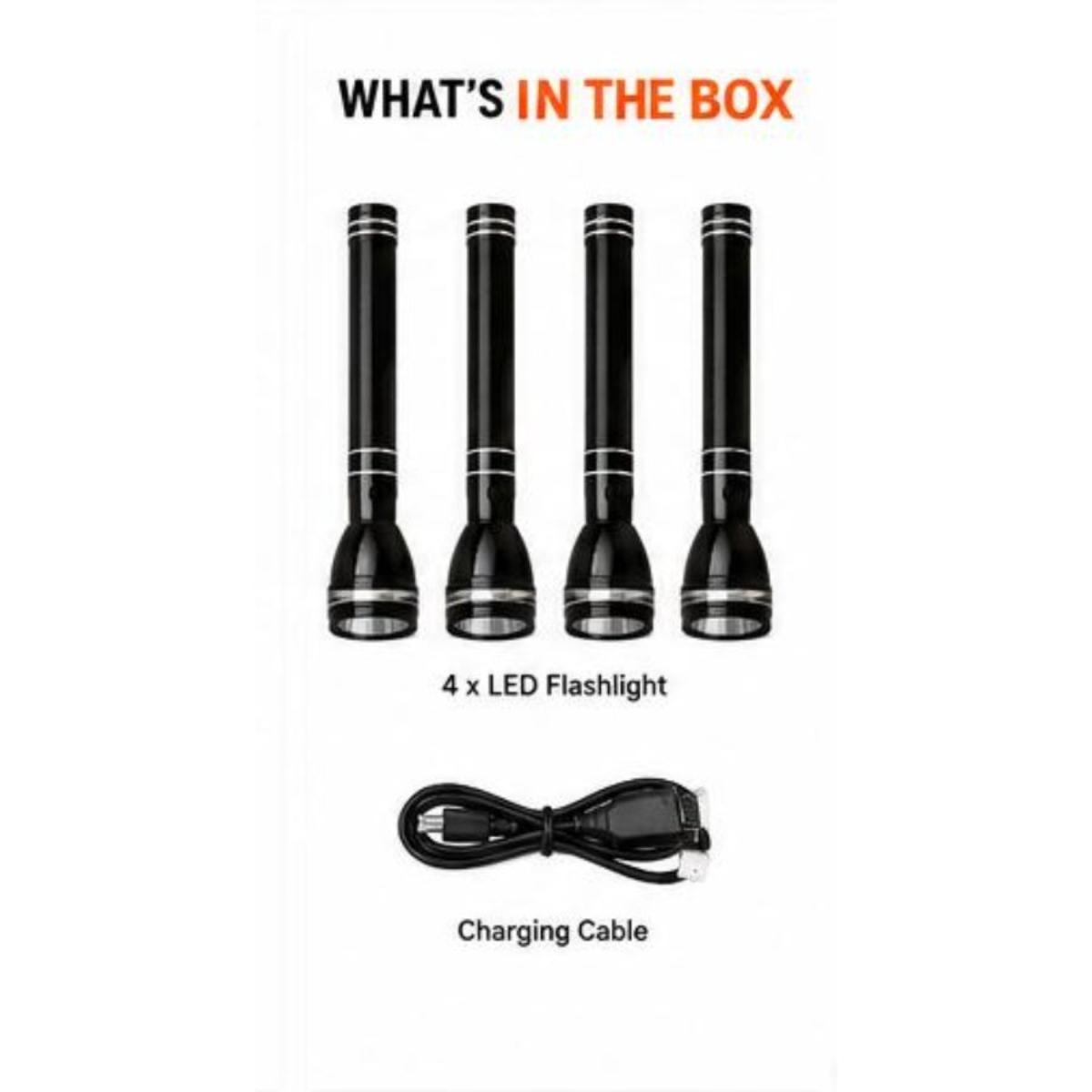 Rechargeable LED Flashlight 4 Pack