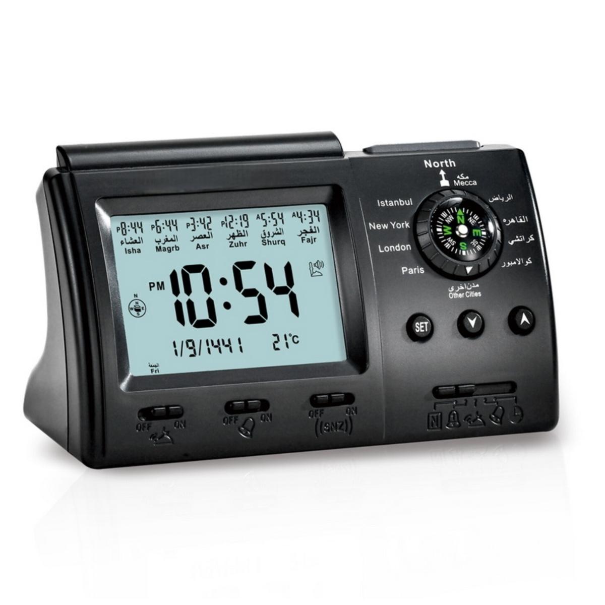 Digital Azan Prayer Clock with Qibla Compass