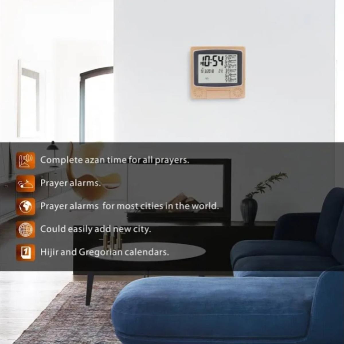 Digital Azan Prayer Clock with Worldwide Prayer Times