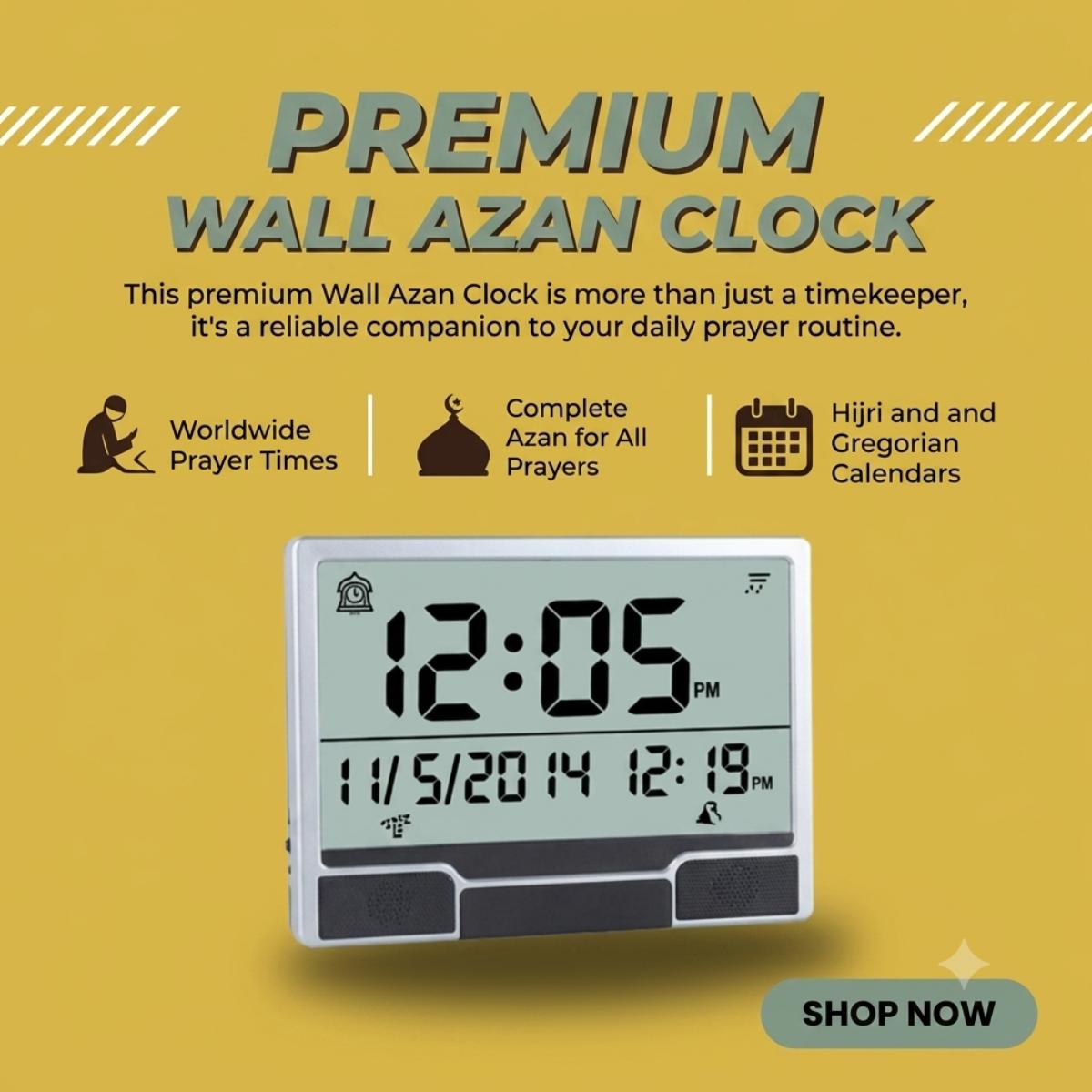 Digital Islamic Azan Clock with Prayer Times