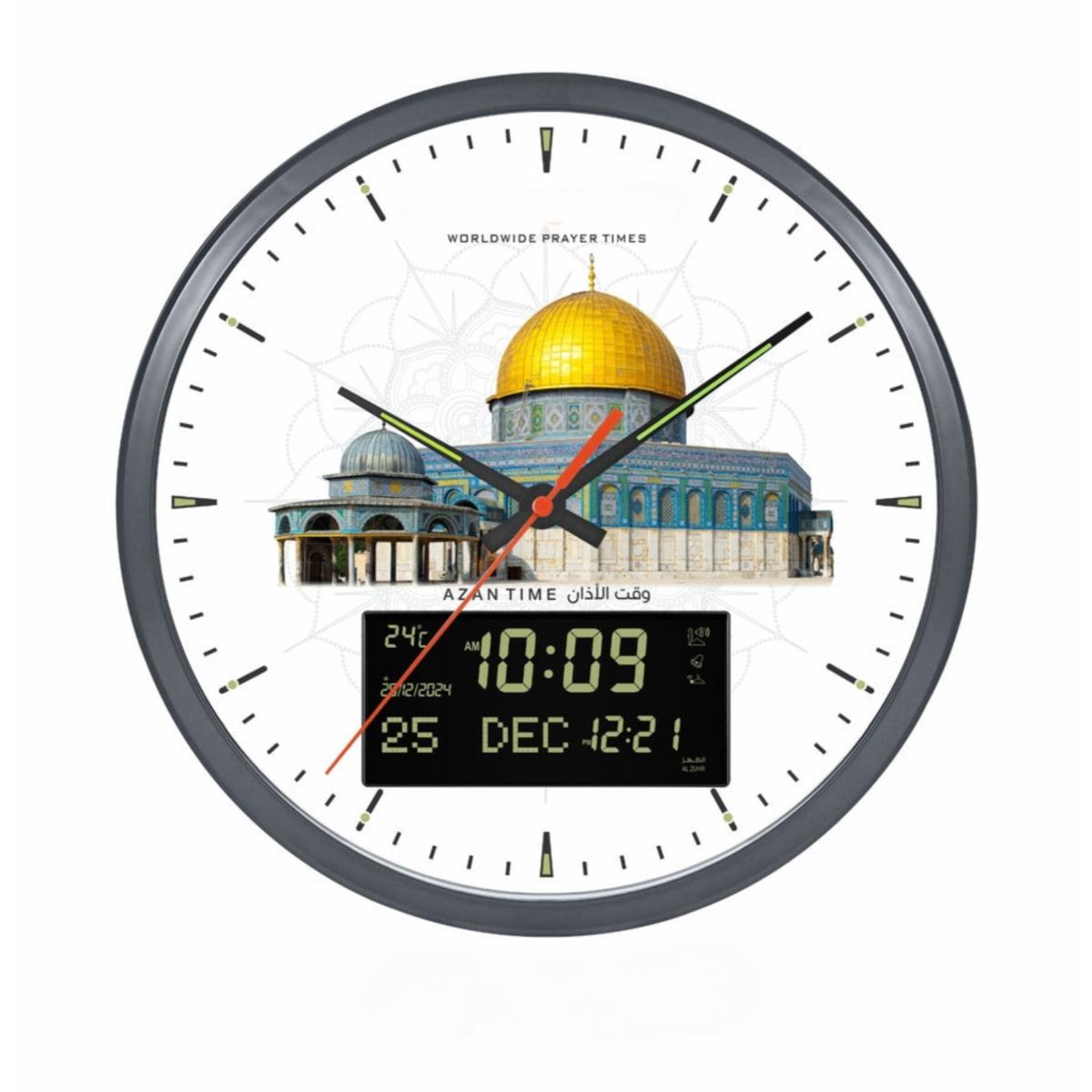 Digital Azan Wall Clock with Worldwide Prayer Times