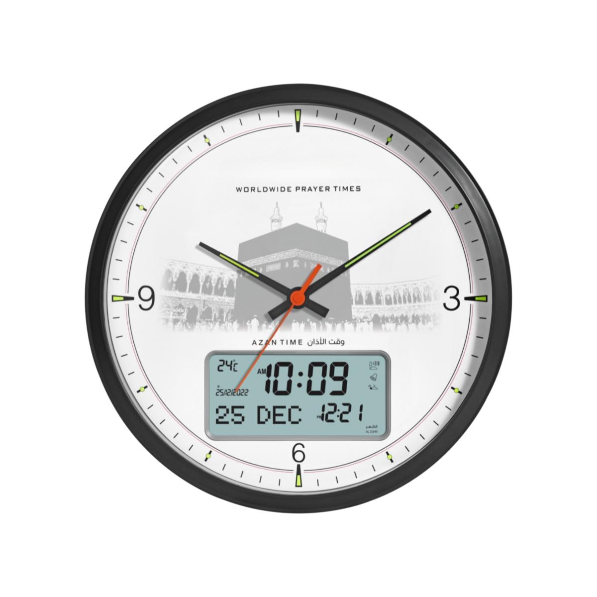 Digital Azan Wall Clock with Worldwide Prayer Times