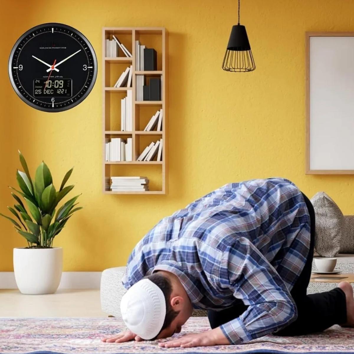 Digital Azan Wall Clock with Worldwide Prayer Times