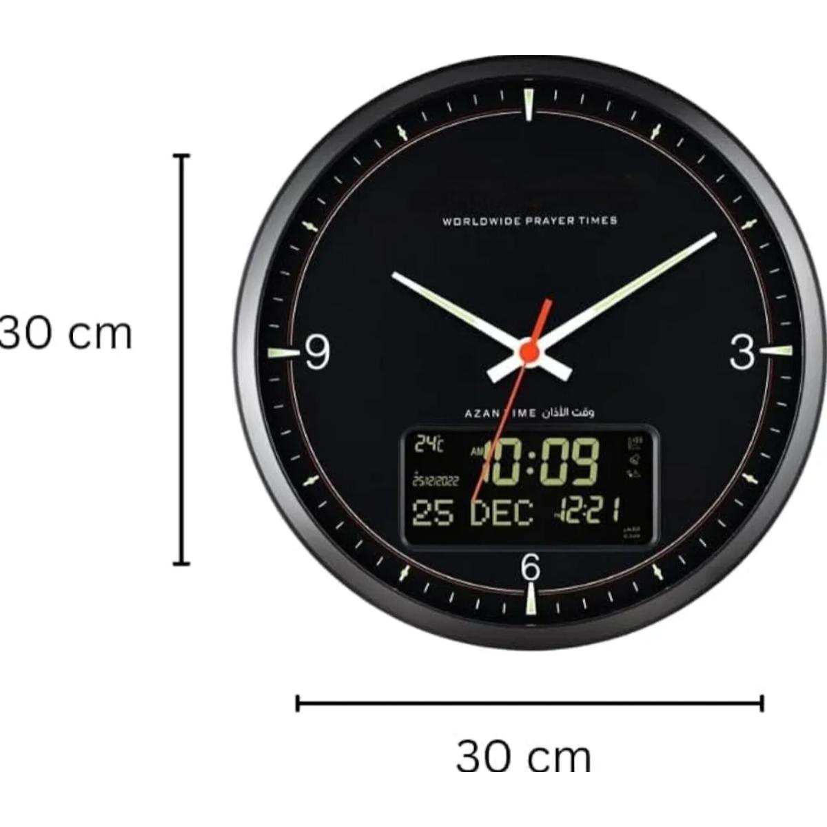 Digital Azan Wall Clock with Worldwide Prayer Times