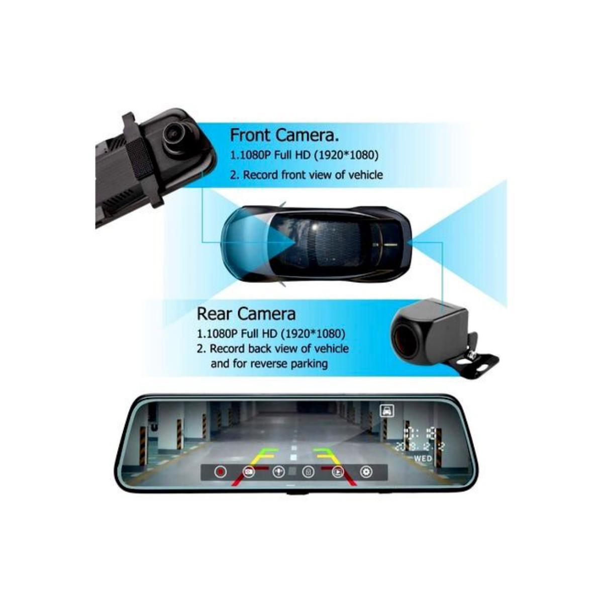 10-Inch Full Screen 1080P Dual Dash Cam Mirror