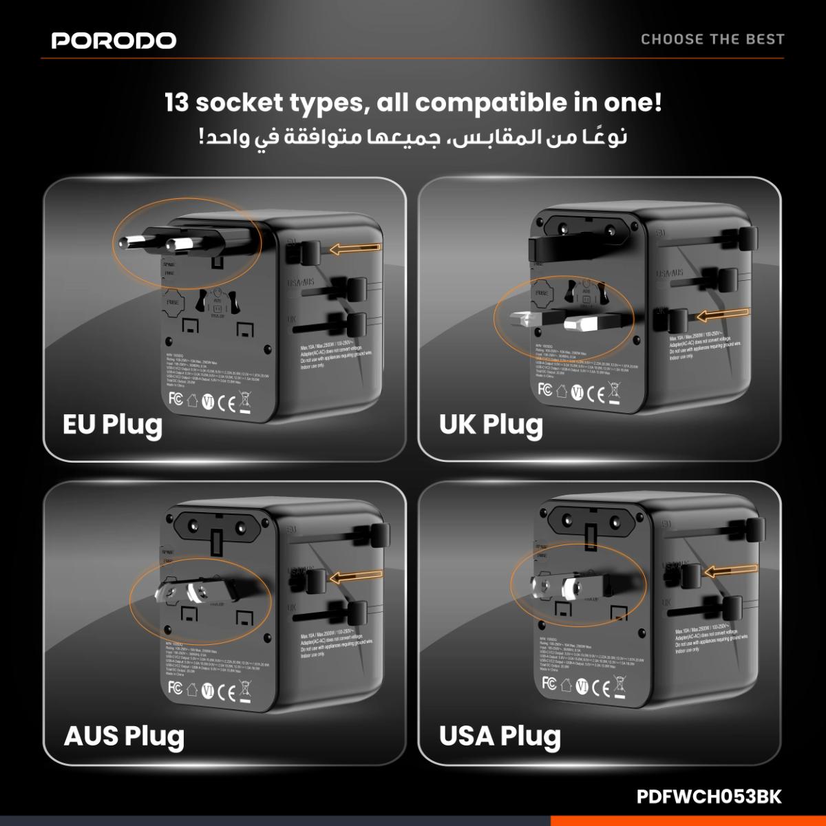 Porodo Universal Travel GaN Quick Charger