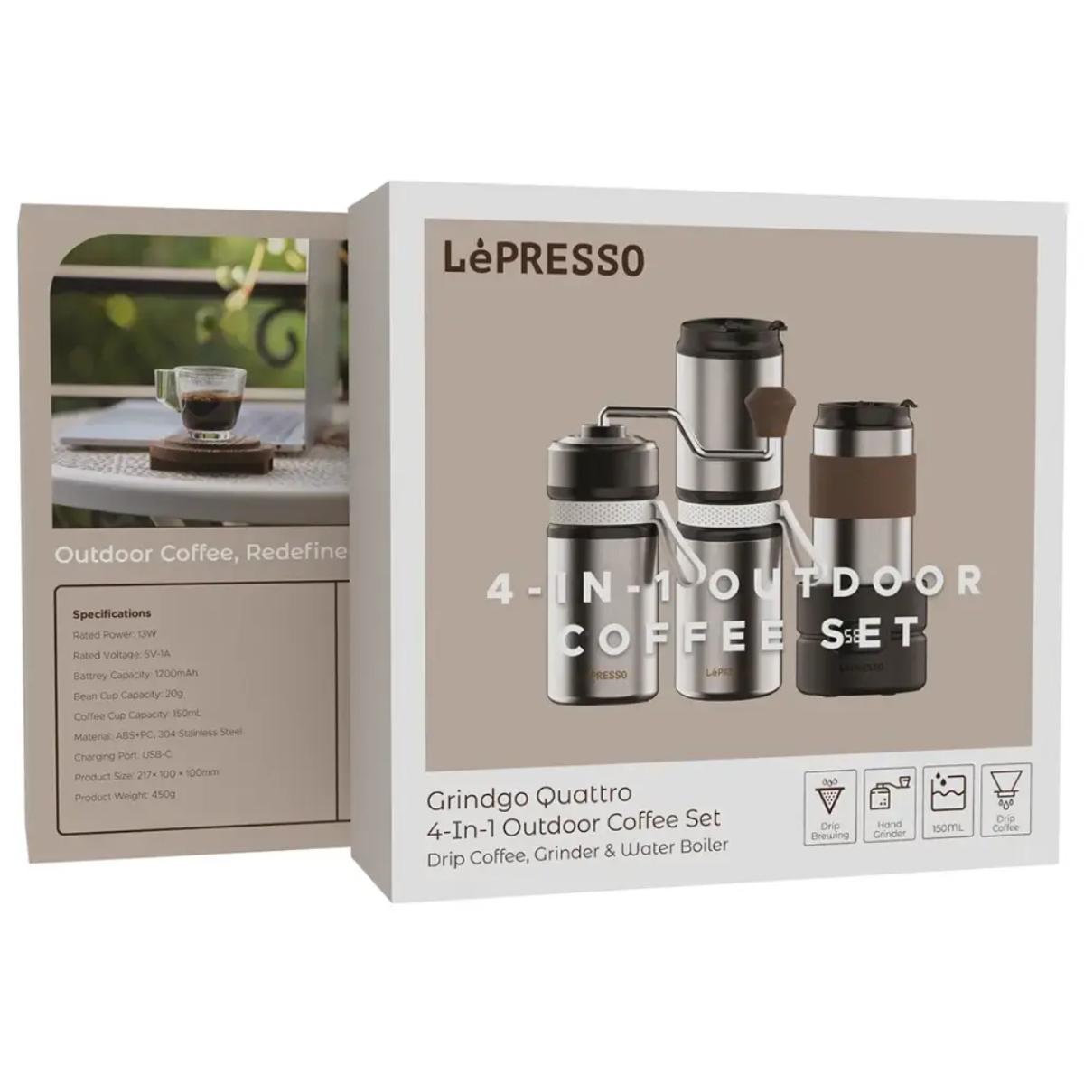 LePresso Grindo Quattro 4-in-1 Outdoor Coffee Set
