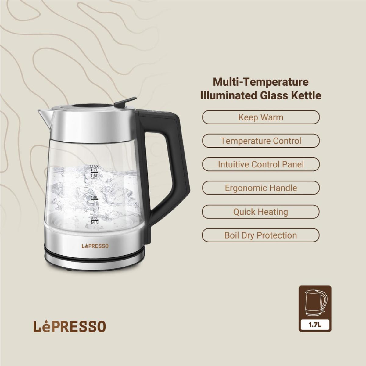 LePresso Multi-Temperature Glass Kettle 1.7L