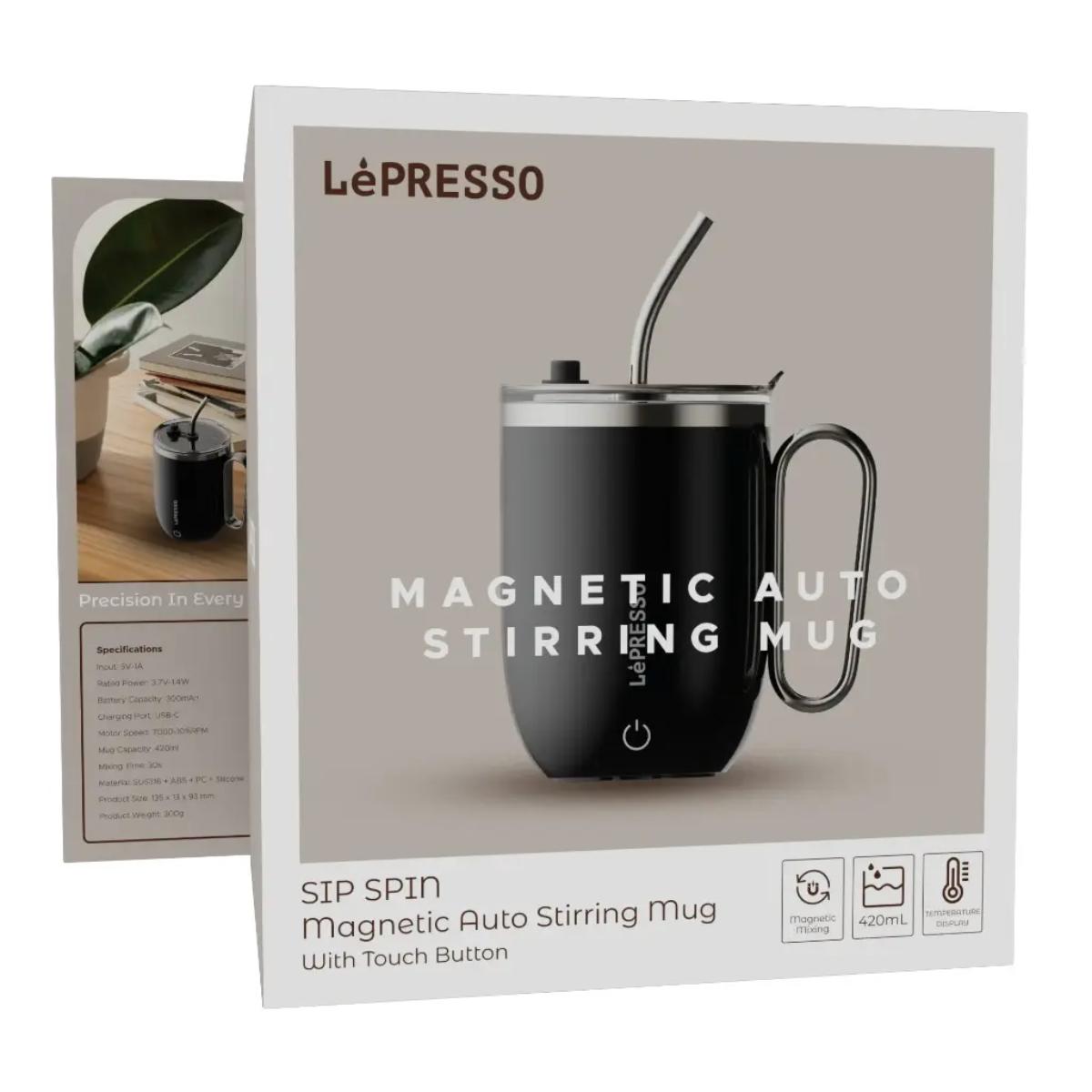 LePresso Sip Spin Magnetic Auto Stirring Mug