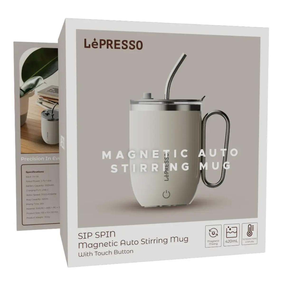 LePresso Sip Spin Magnetic Auto Stirring Mug