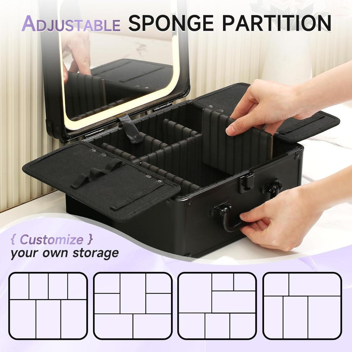 Portable Makeup Vanity Box with LED Mirror