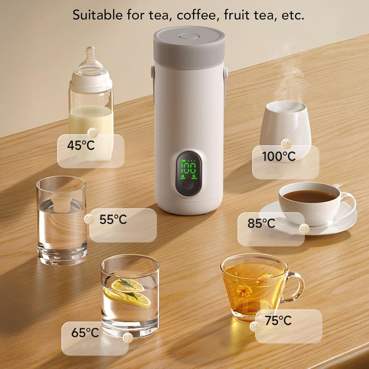 Adjustable Temperature Travel portable Kettle by VVU&CCO