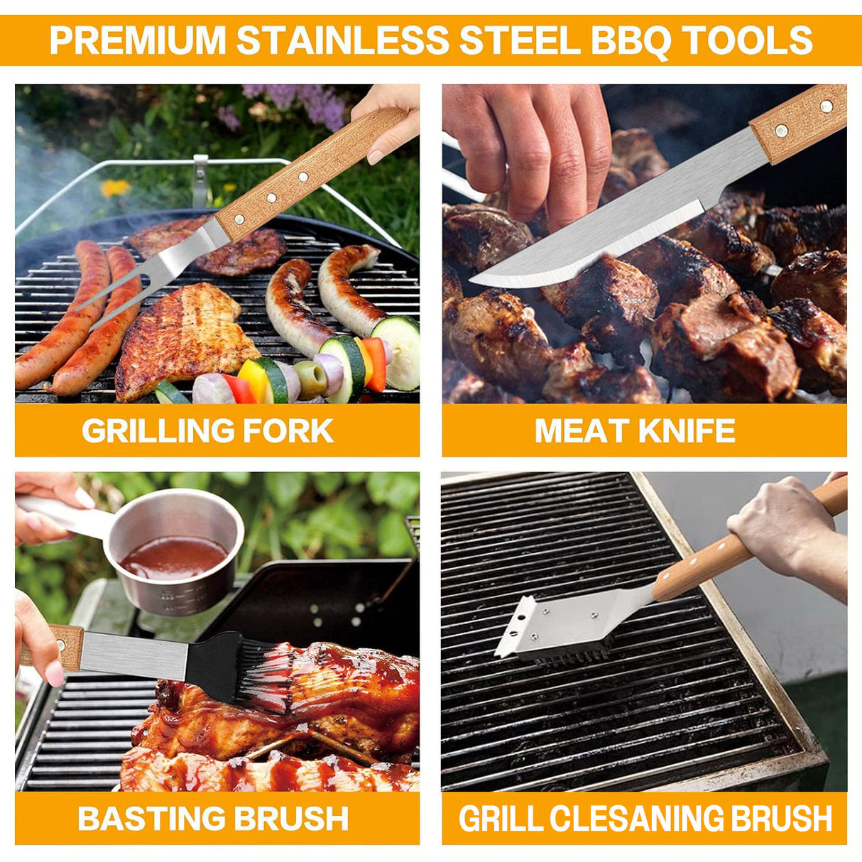 BBQ Stainless Steel Grilling Tools Set 24 in 1