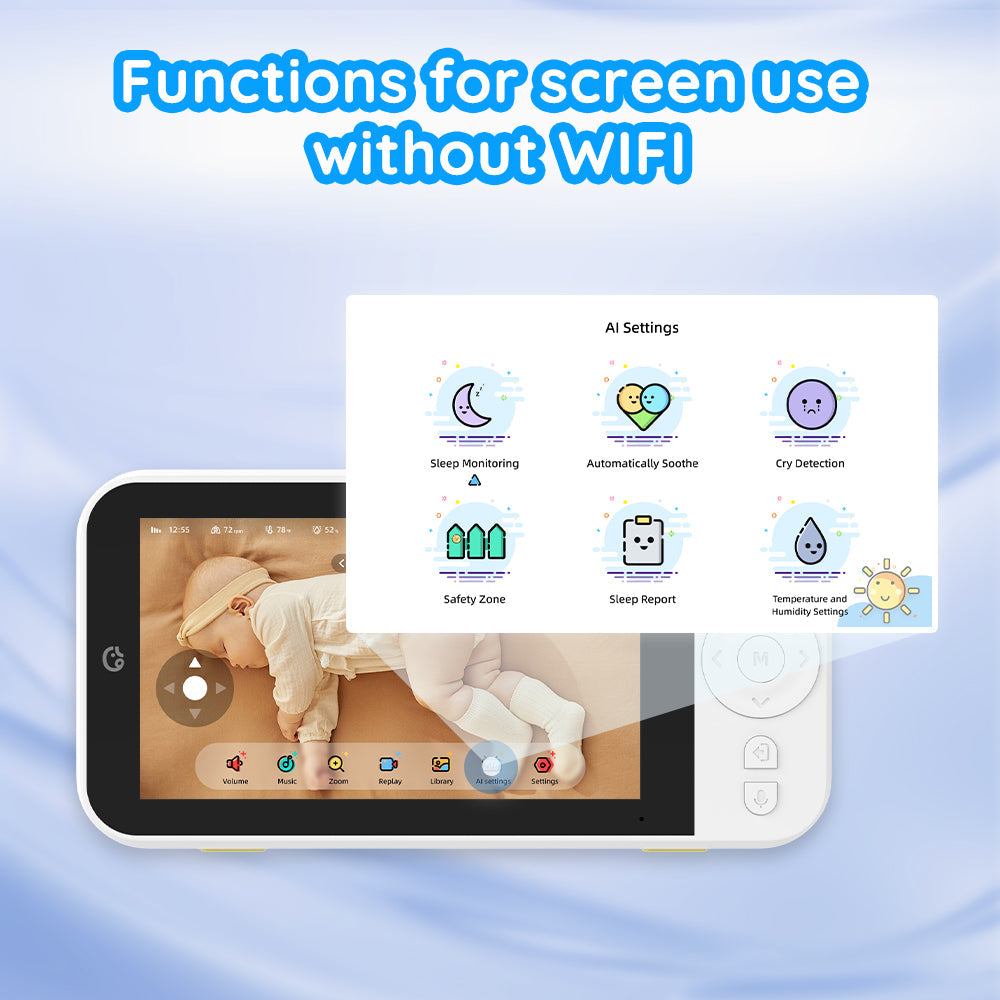 Baby Plus Ai Smart  Baby Monitor Camera with Non-WiFi 5" LCD Screen by Ellie