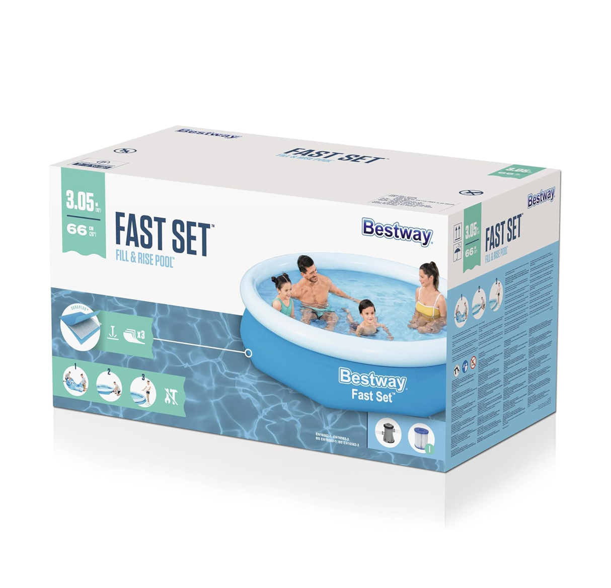 Bestway Fast Set™ Pool Set with Filter Pump – 3.05m x 66cm (10' x 26")