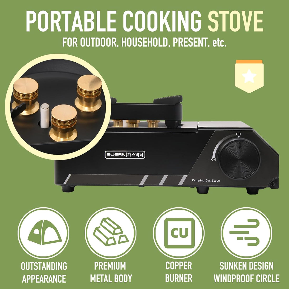 Portable 3 Burners Outdoor Camping Stove by Buerk | Gas Stove | Tradeo Shopping