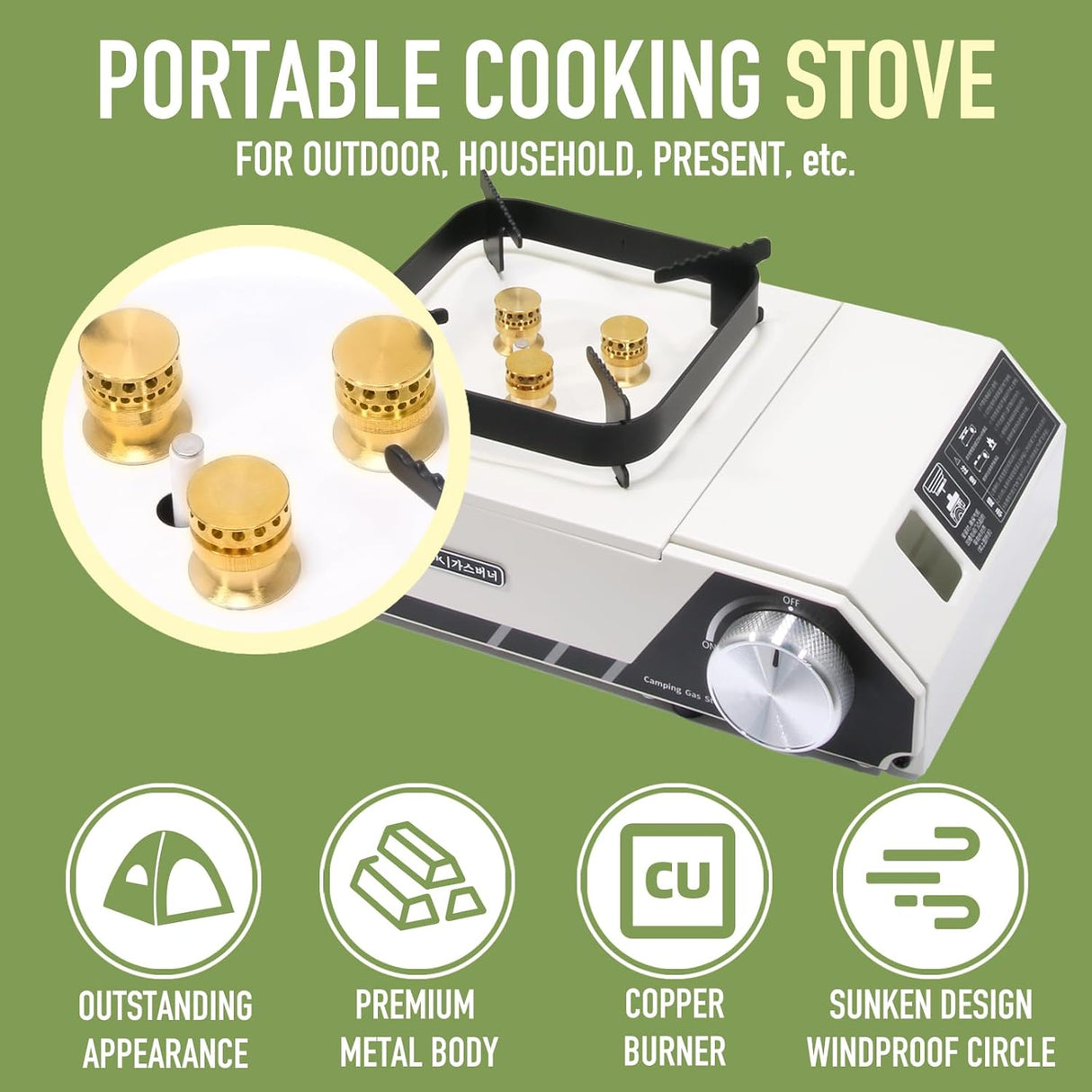 Portable 3 Burners Outdoor Camping Stove by Buerk | Gas Stove | Tradeo Shopping