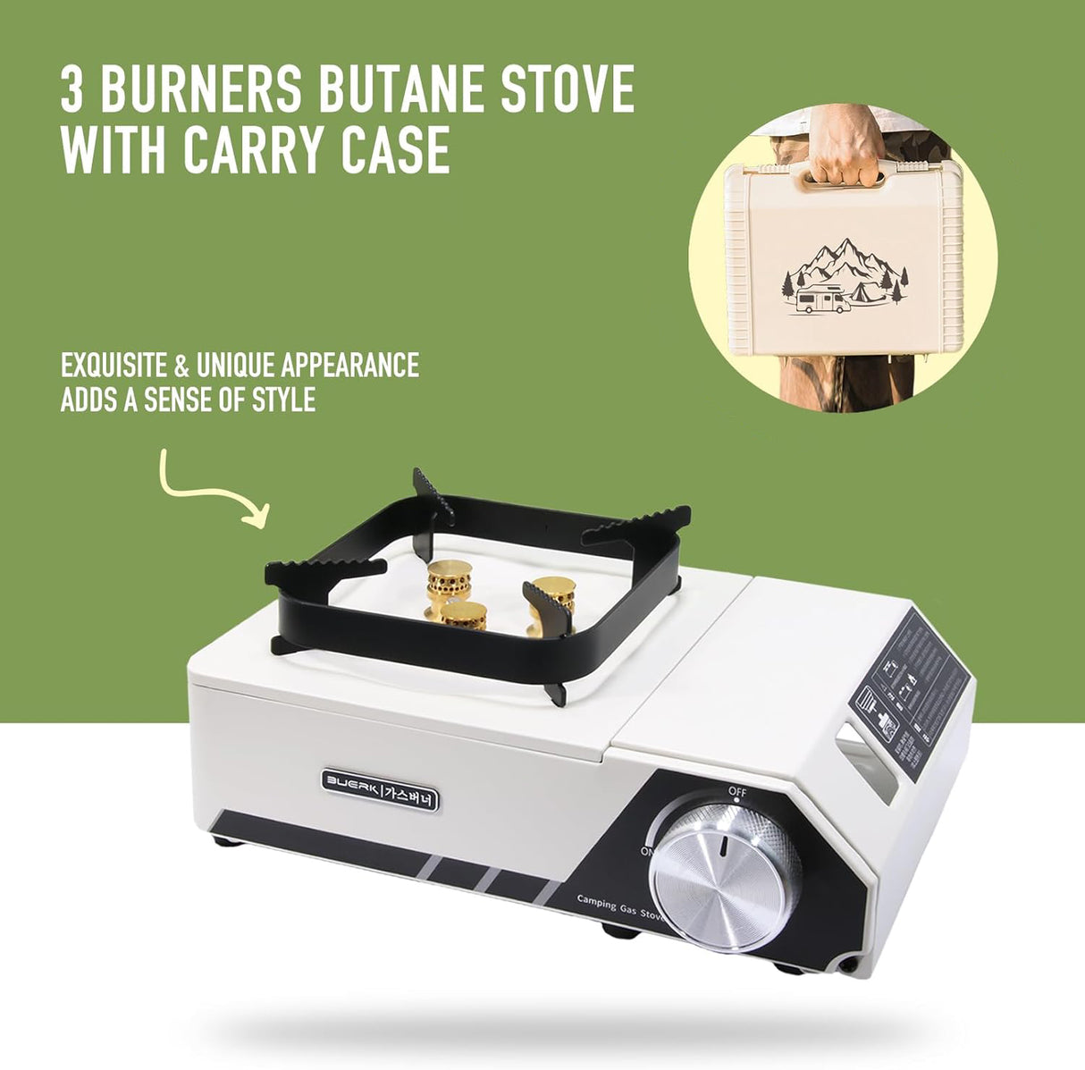 Portable 3 Burners Outdoor Camping Stove by Buerk | Gas Stove | Tradeo Shopping