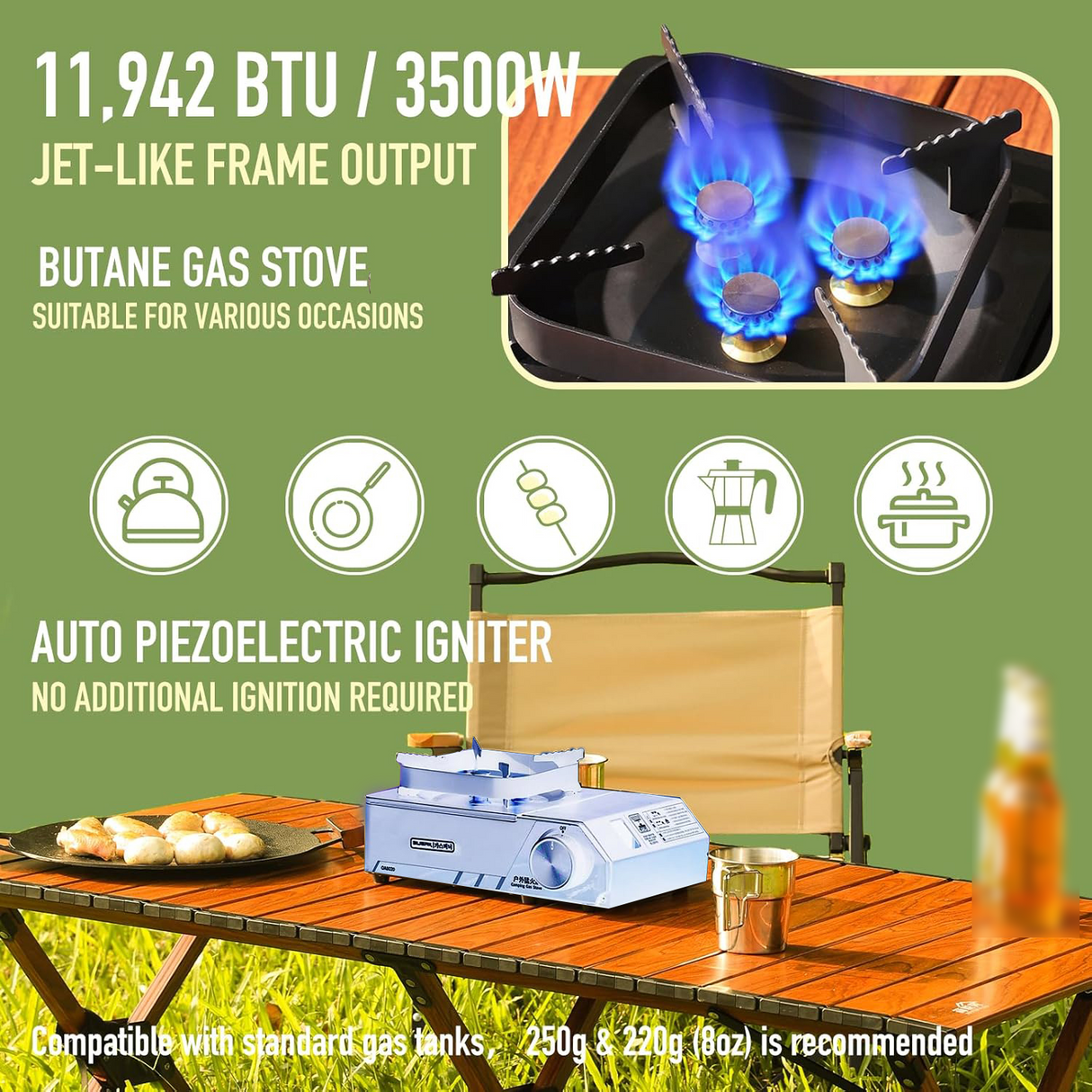 Portable 3 Burners Outdoor Camping Stove by Buerk | Gas Stove | Tradeo Shopping