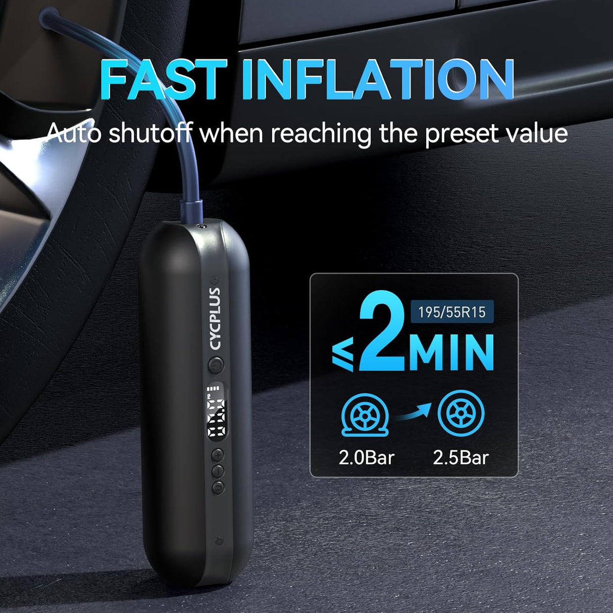 CYCPLUS A2 Pro Portable Bicycle Pump Car Tire Inflator 150 PSI Electric Air Compressor