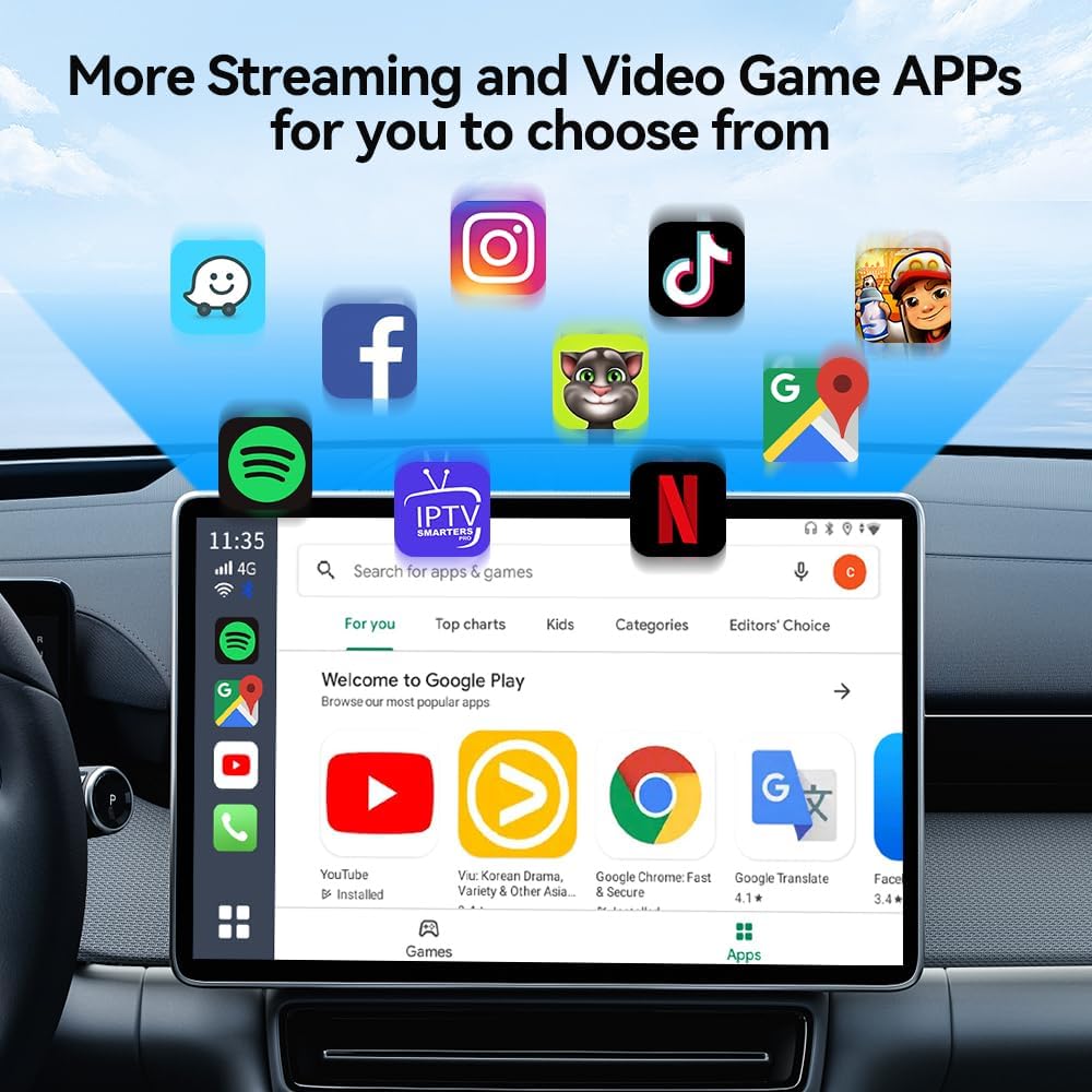 Carlinkit Android 13 LED Ai Box CarPlay Adapter 8 RAM 128GB