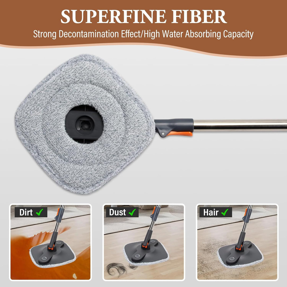 Spin Mop and Bucket Set with 3 macrofibre Replaceable Mop Pads