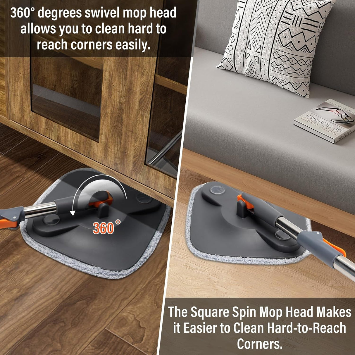 Spin Mop and Bucket Set with 3 macrofibre Replaceable Mop Pads