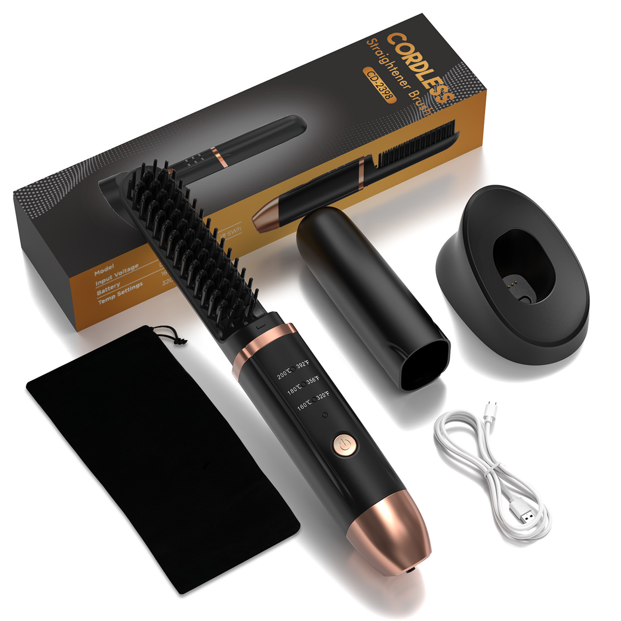 Cordless Mini Hair Straightener Brush