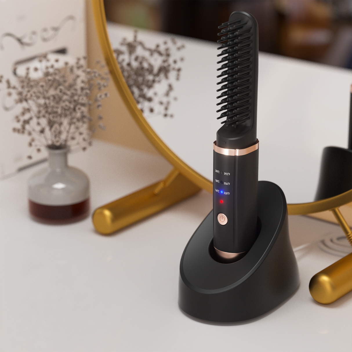 Cordless Mini Hair Straightener Brush