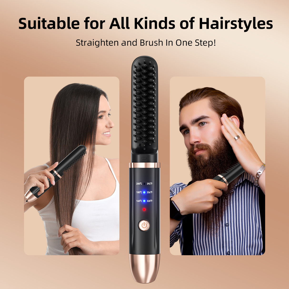 Cordless Mini Hair Straightener Brush