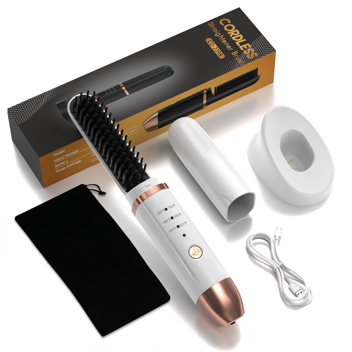 Cordless Mini Hair Straightener Brush