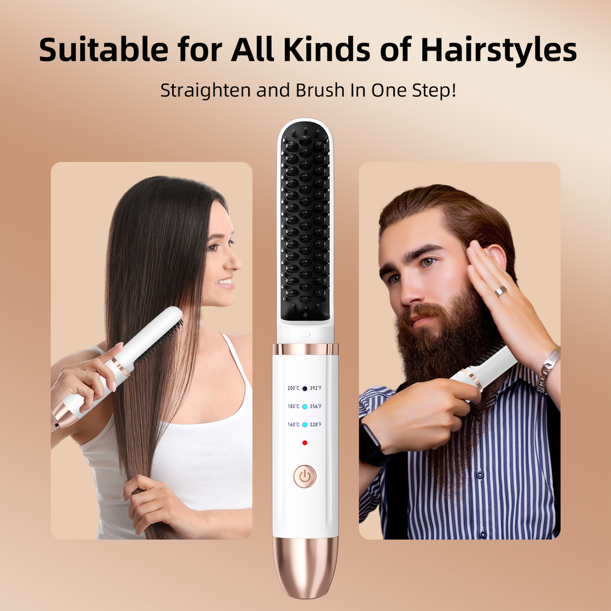 Cordless Mini Hair Straightener Brush