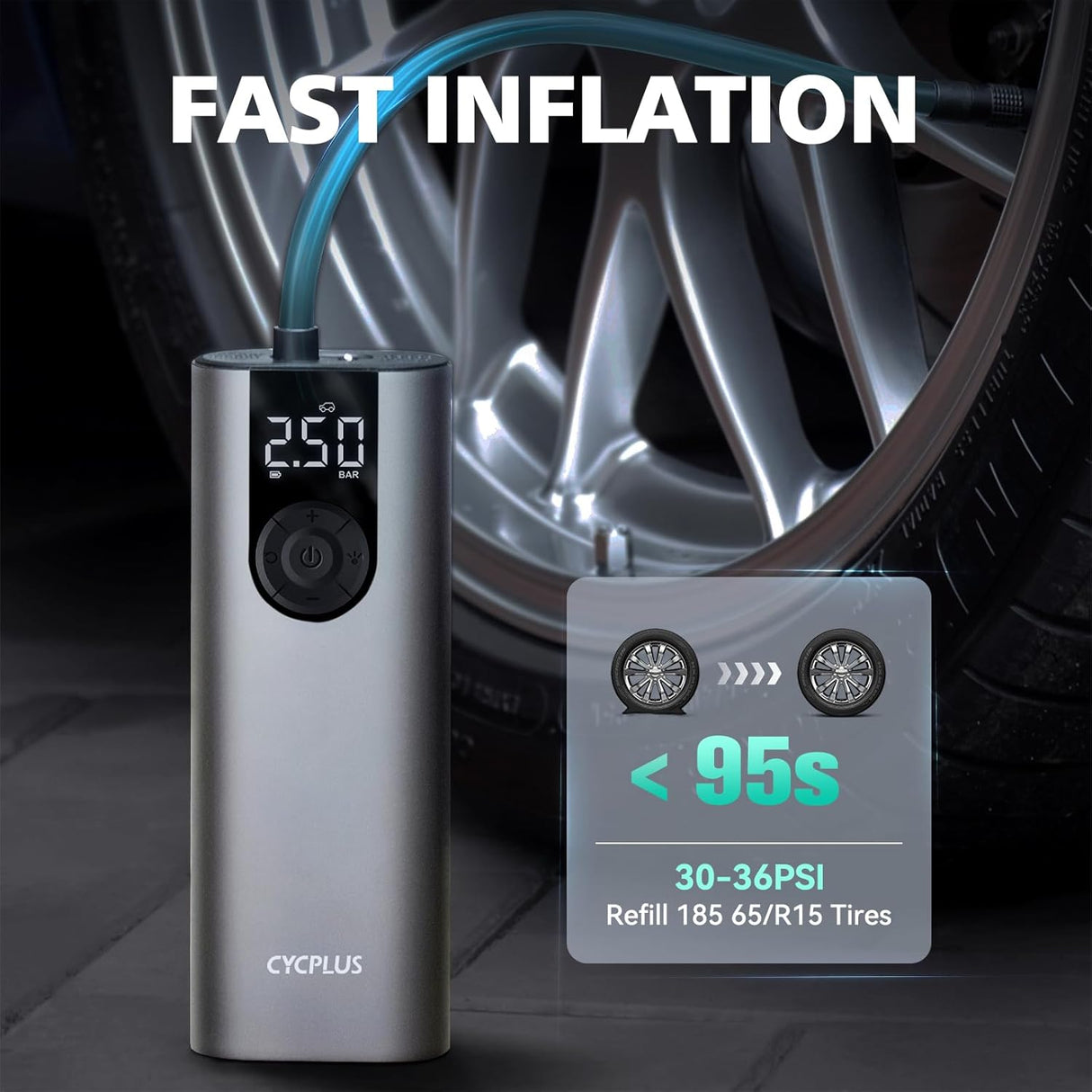 Portable Tire Inflator and Air Compressor A8 by CYCPLUS