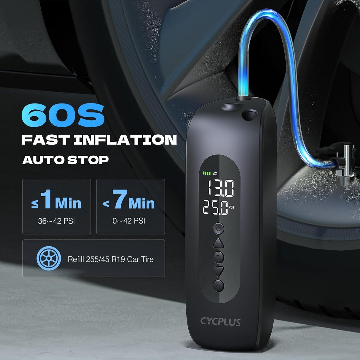 AL2 Tire Inflator Portable Air Pump 150PSI by CYCPLUS