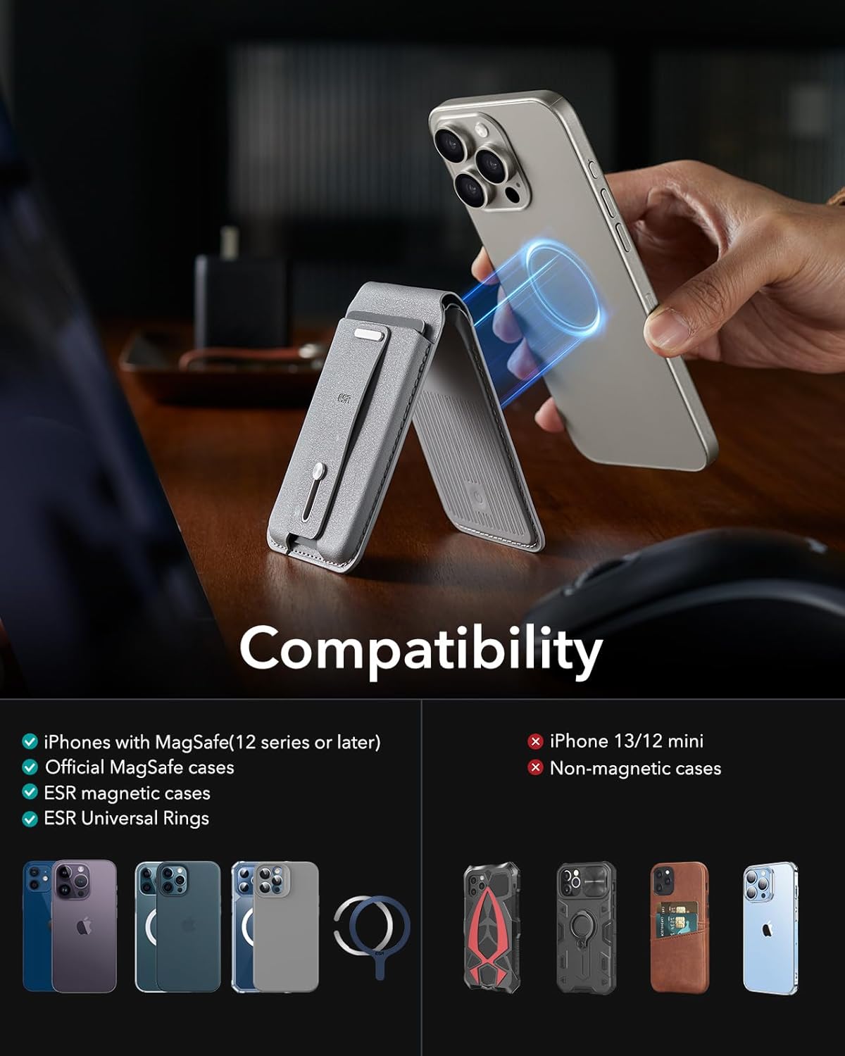 GEO Smart Card Storage with Adjustable Stand & Grip by ESR | Wallet Stand | Tradeo Shopping