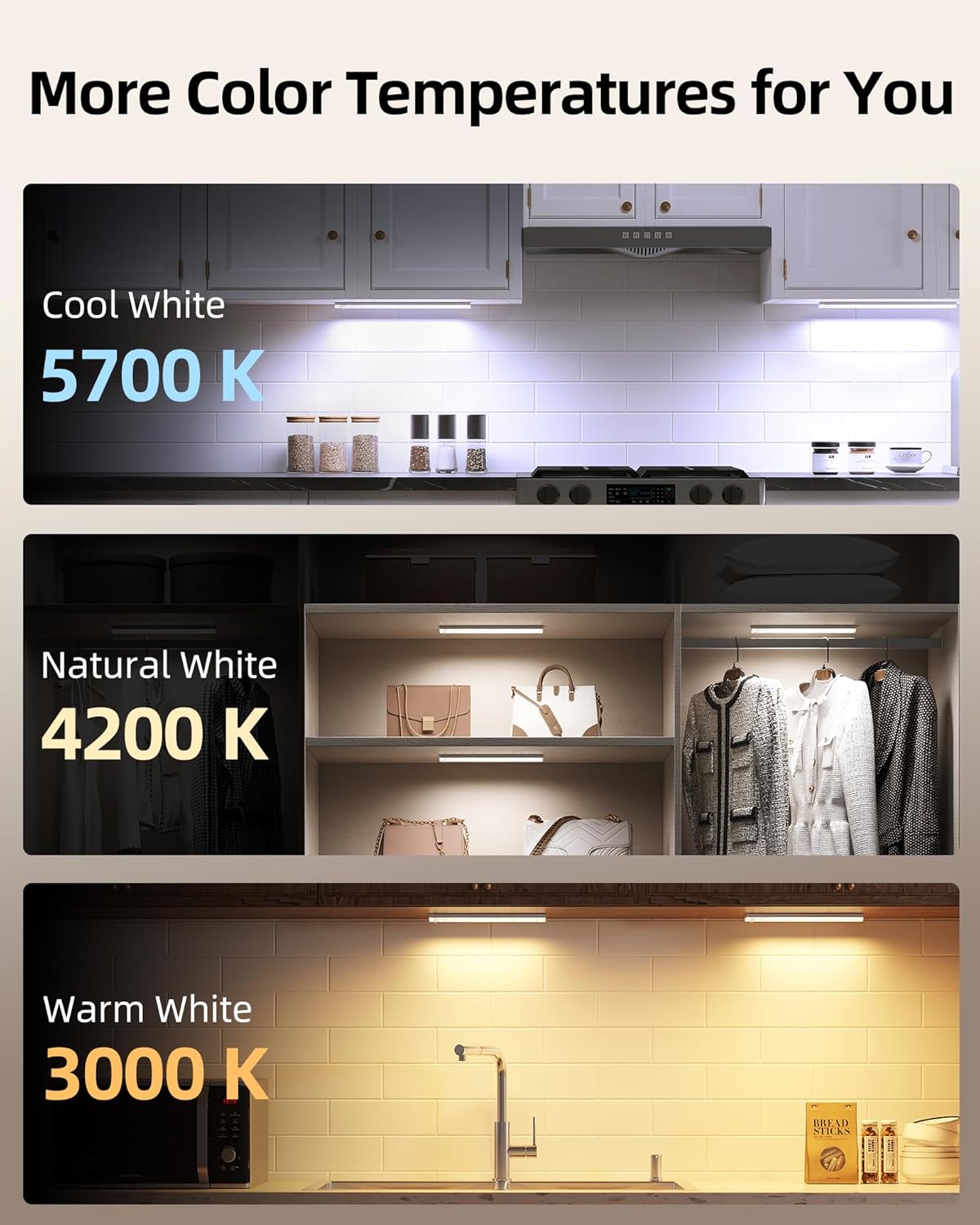 LED Under Cabinet Motion Sensor Light with Charging Station (6 Pack) by  EZVALO