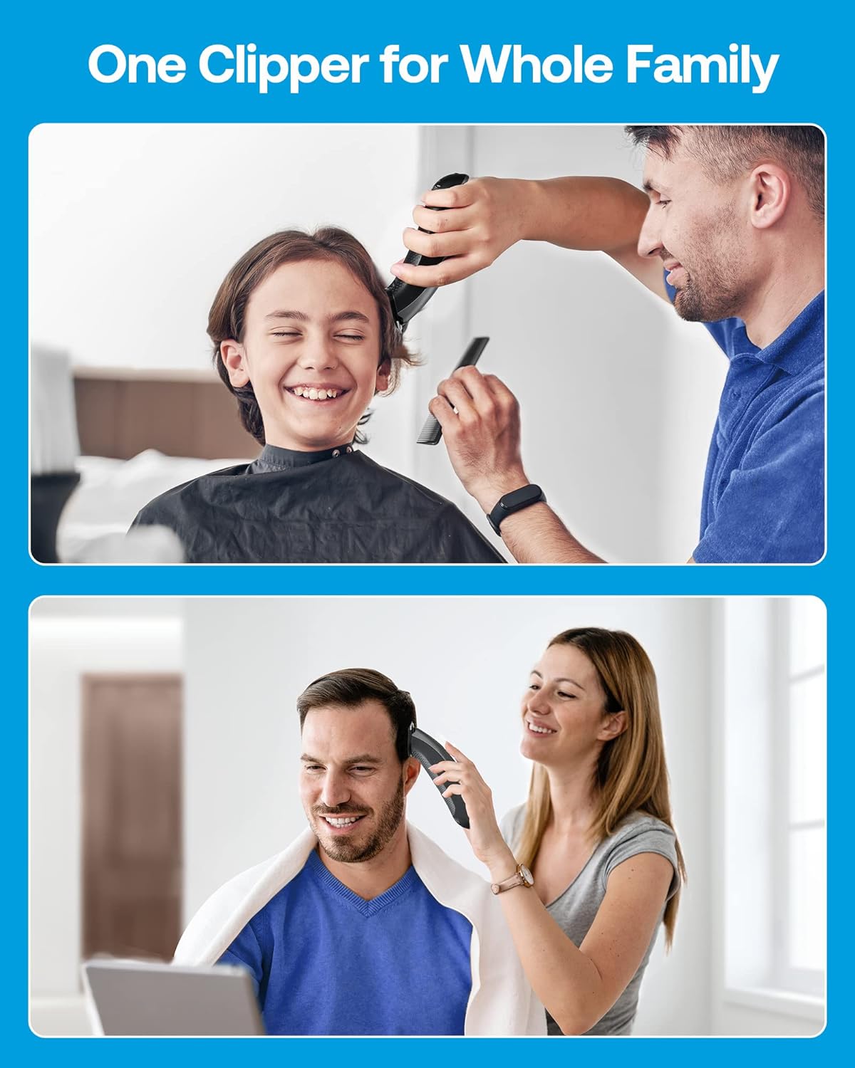 GLAKER Hair Clippers for Men  Cordless 2 in 1 Versatile Hair Trimmer with 10 Guards