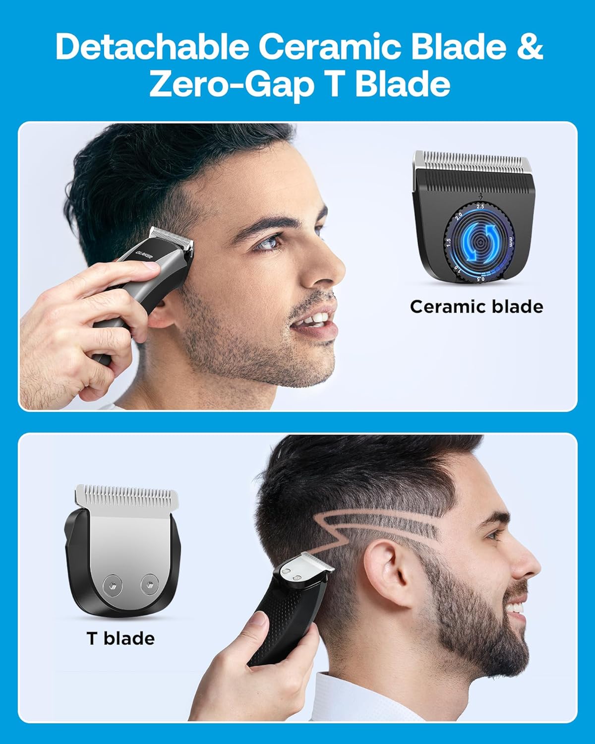 GLAKER Hair Clippers for Men  Cordless 2 in 1 Versatile Hair Trimmer with 10 Guards