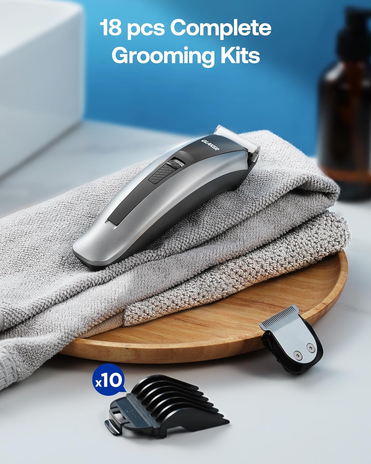 GLAKER Hair Clippers for Men  Cordless 2 in 1 Versatile Hair Trimmer with 10 Guards