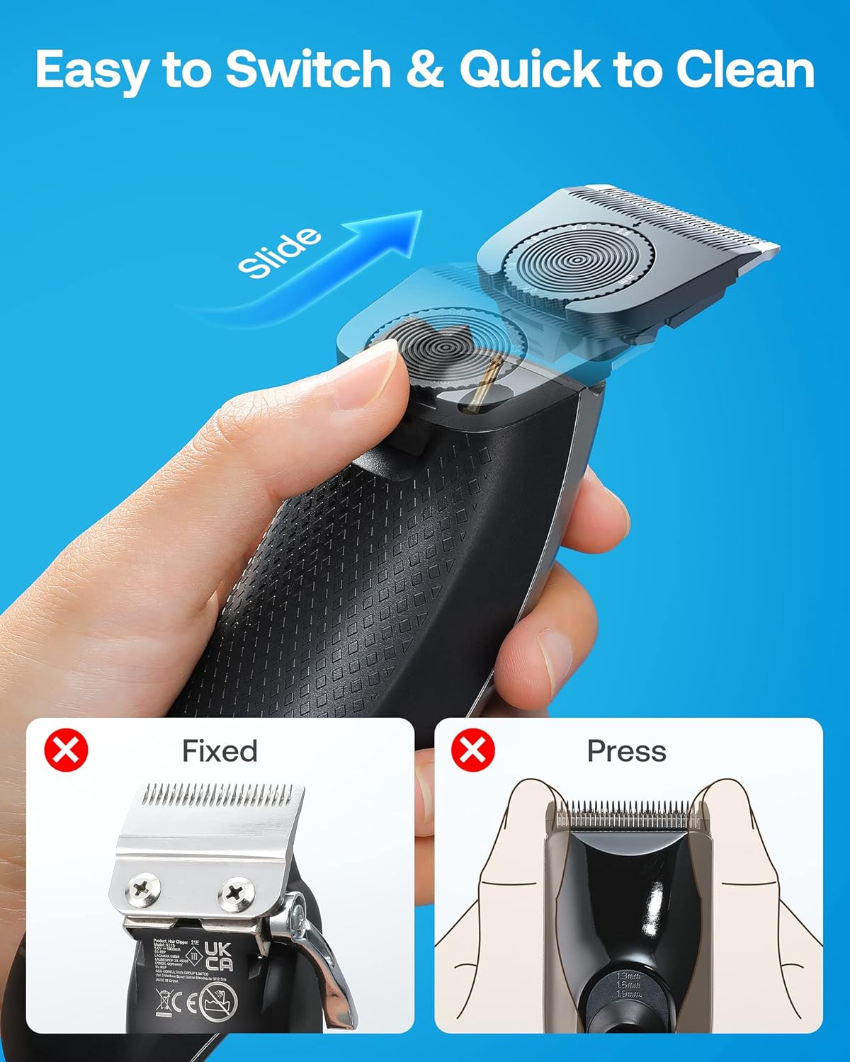 GLAKER Hair Clippers for Men  Cordless 2 in 1 Versatile Hair Trimmer with 10 Guards