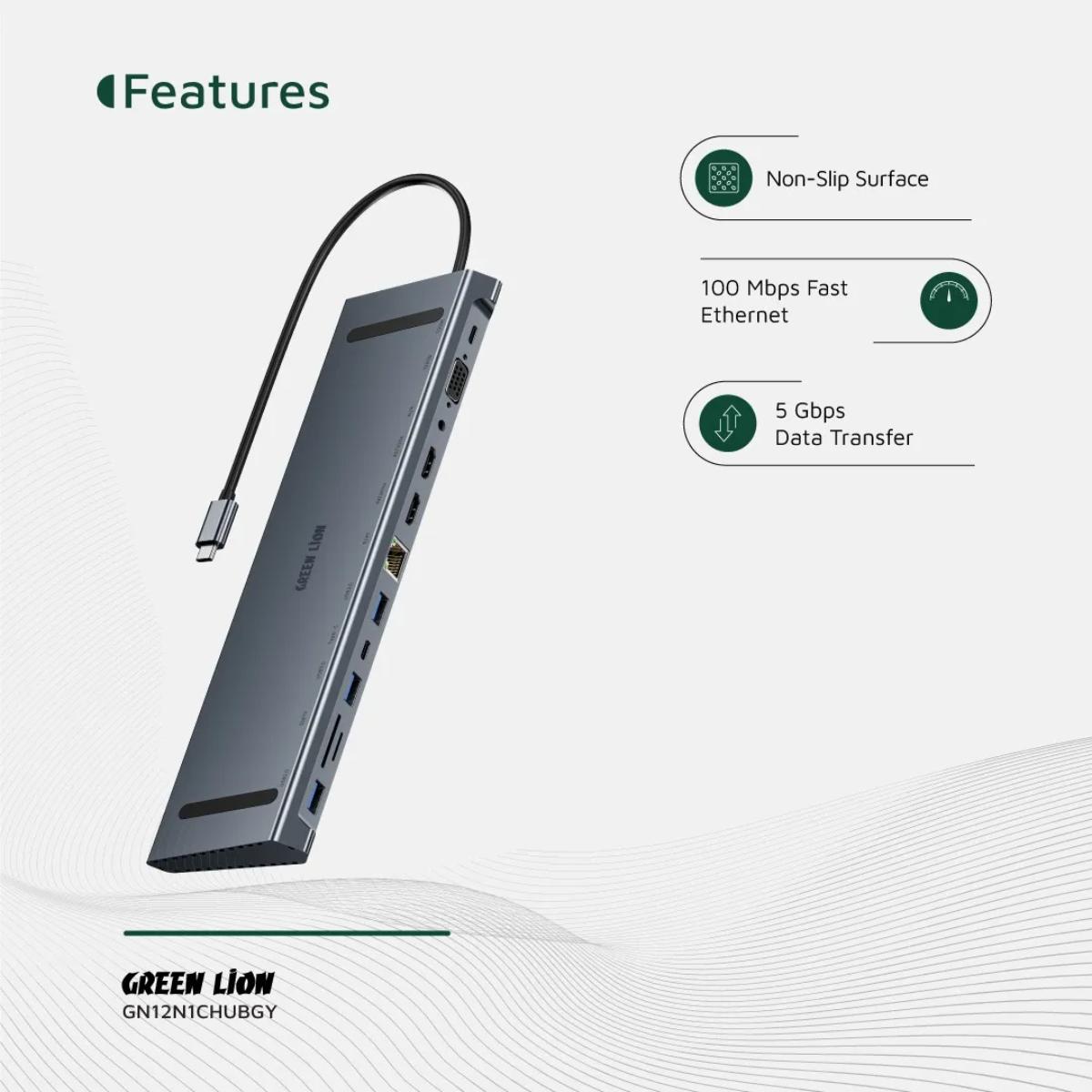 Green Lion 12-in-1 USB-C Docking Station