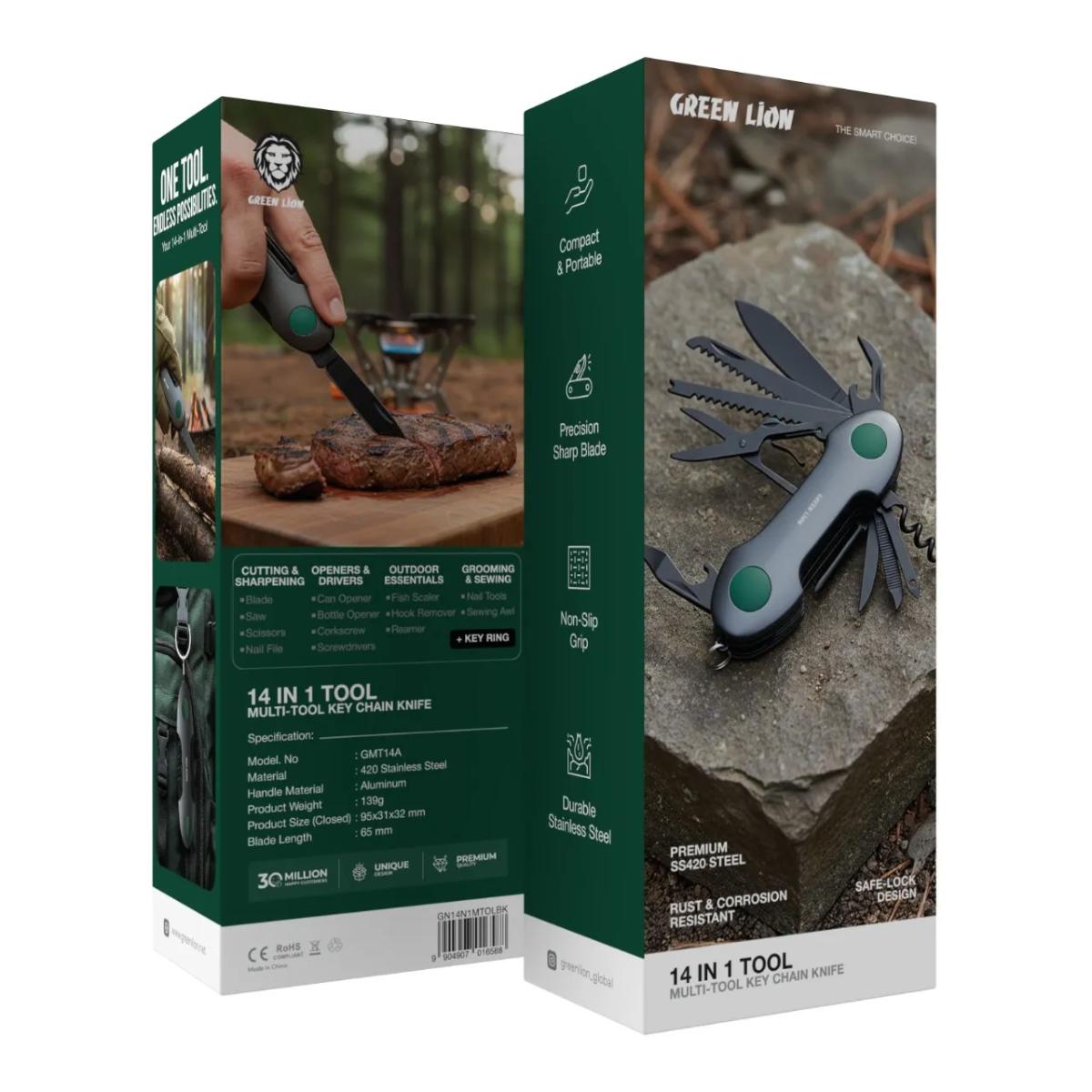 Green Lion 14-in-1 Multi-Tool Keychain Knife