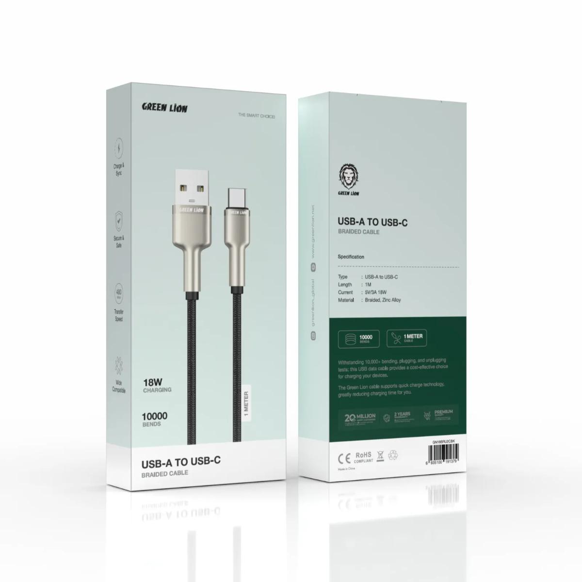 Green Lion USB-A to USB-C Braided Cable