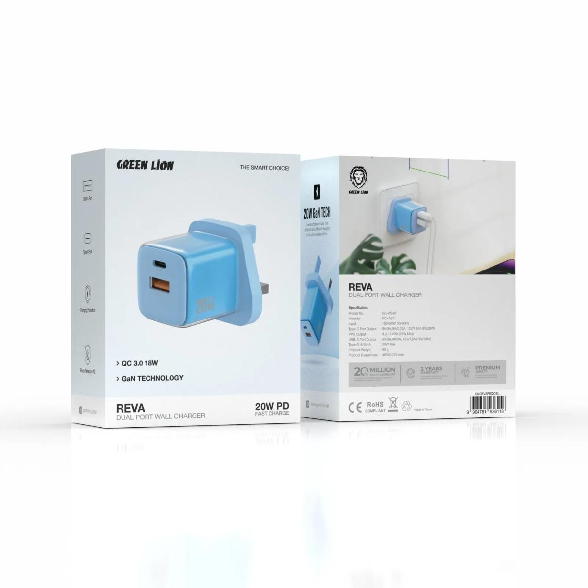 Green Lion  20W GaN Dual-Port Wall Charger