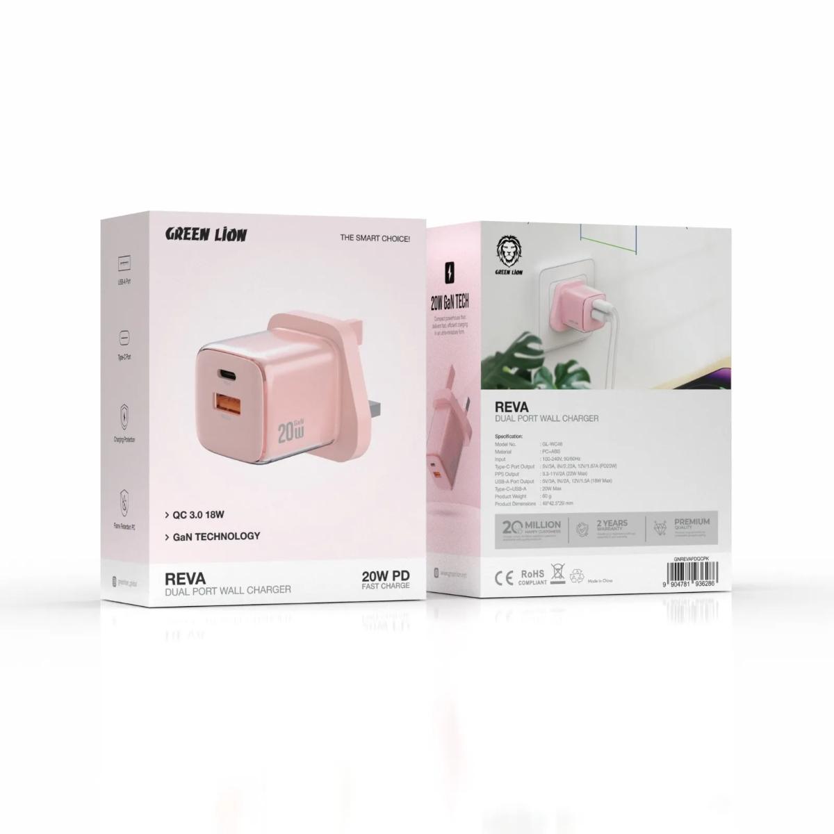 Green Lion  20W GaN Dual-Port Wall Charger