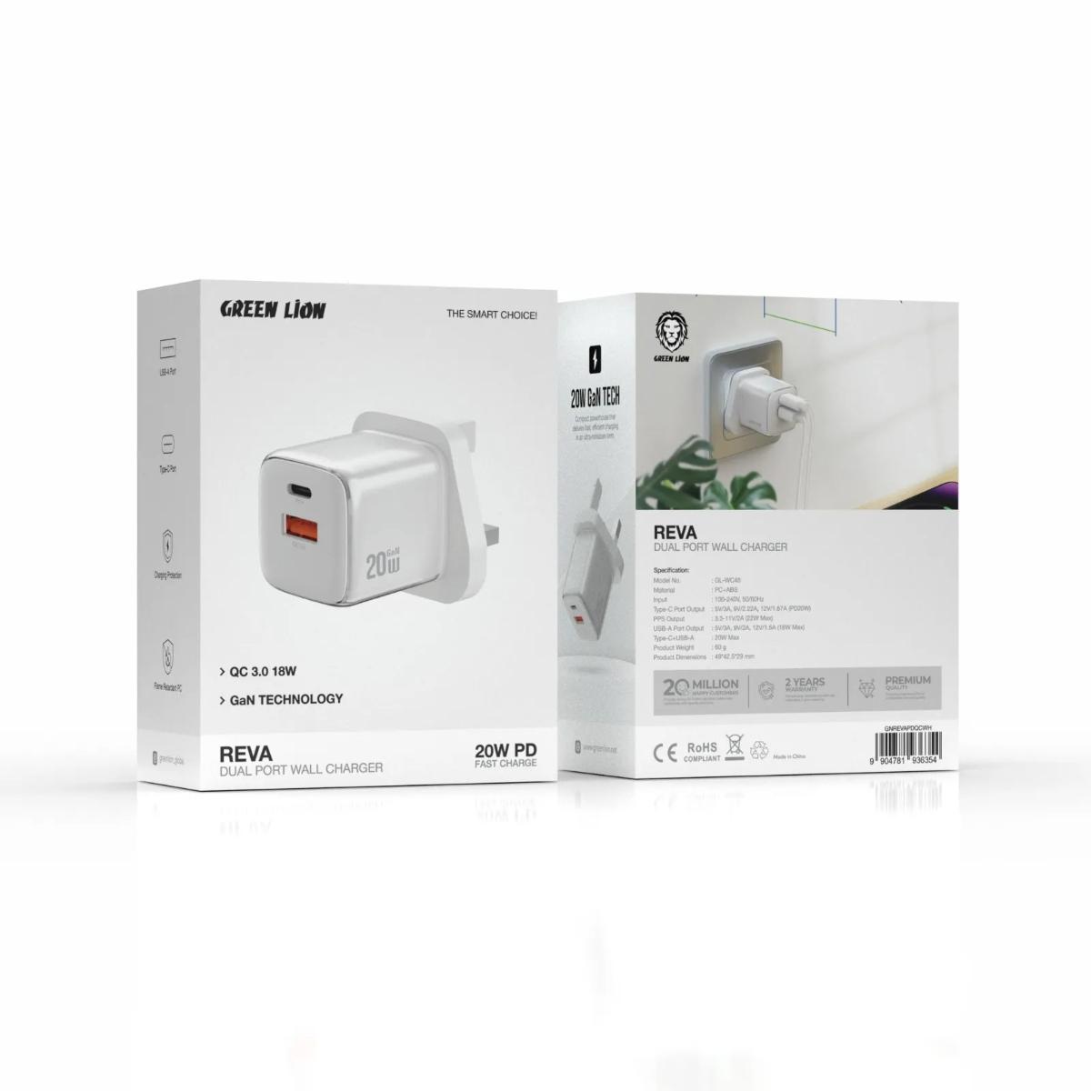 Green Lion  20W GaN Dual-Port Wall Charger