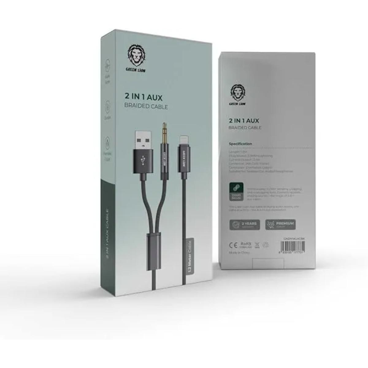 Green Lion 2 In 1 AUX Braided Cable